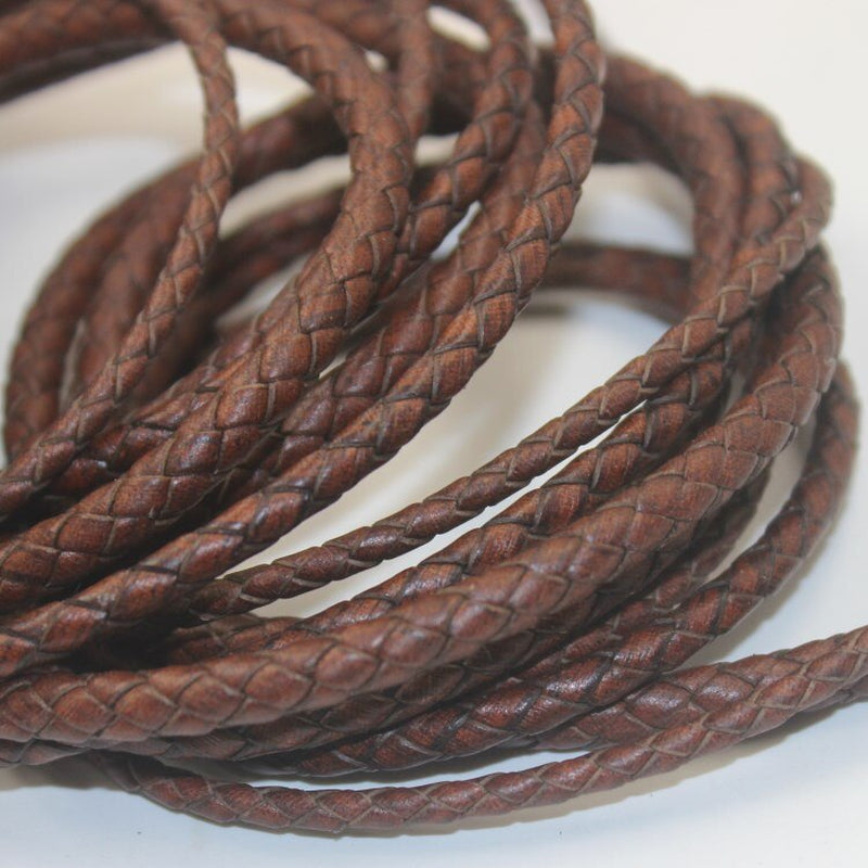 Round Braided Genuine Leather Cord