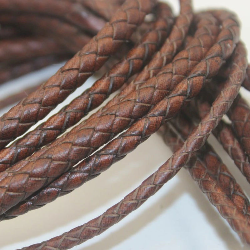 Round Braided Genuine Leather Cord