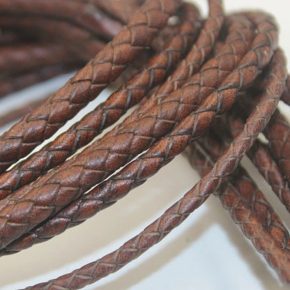 Round Braided Genuine Leather Cord