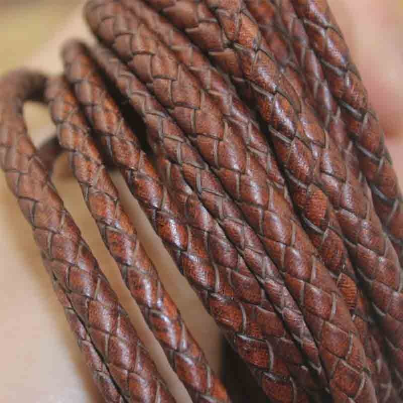 Round Braided Genuine Leather Cord